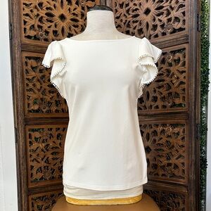 Ann Taylor Elegant Cream Ruffle Blouse